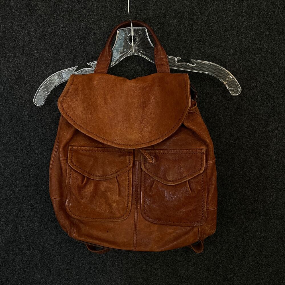 Fossil Women’s Brown Leather Backpack Bag Vintage Style Pockets Adj Straps